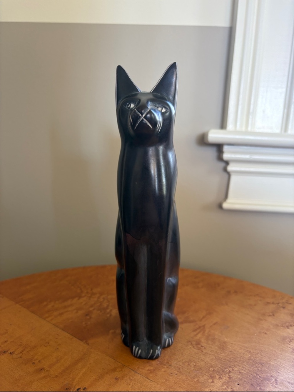 Black soapstone Cat Figurine